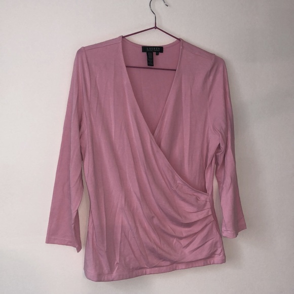 Ralph Lauren baby pink faux wrap top, size large - Picture 4 of 4